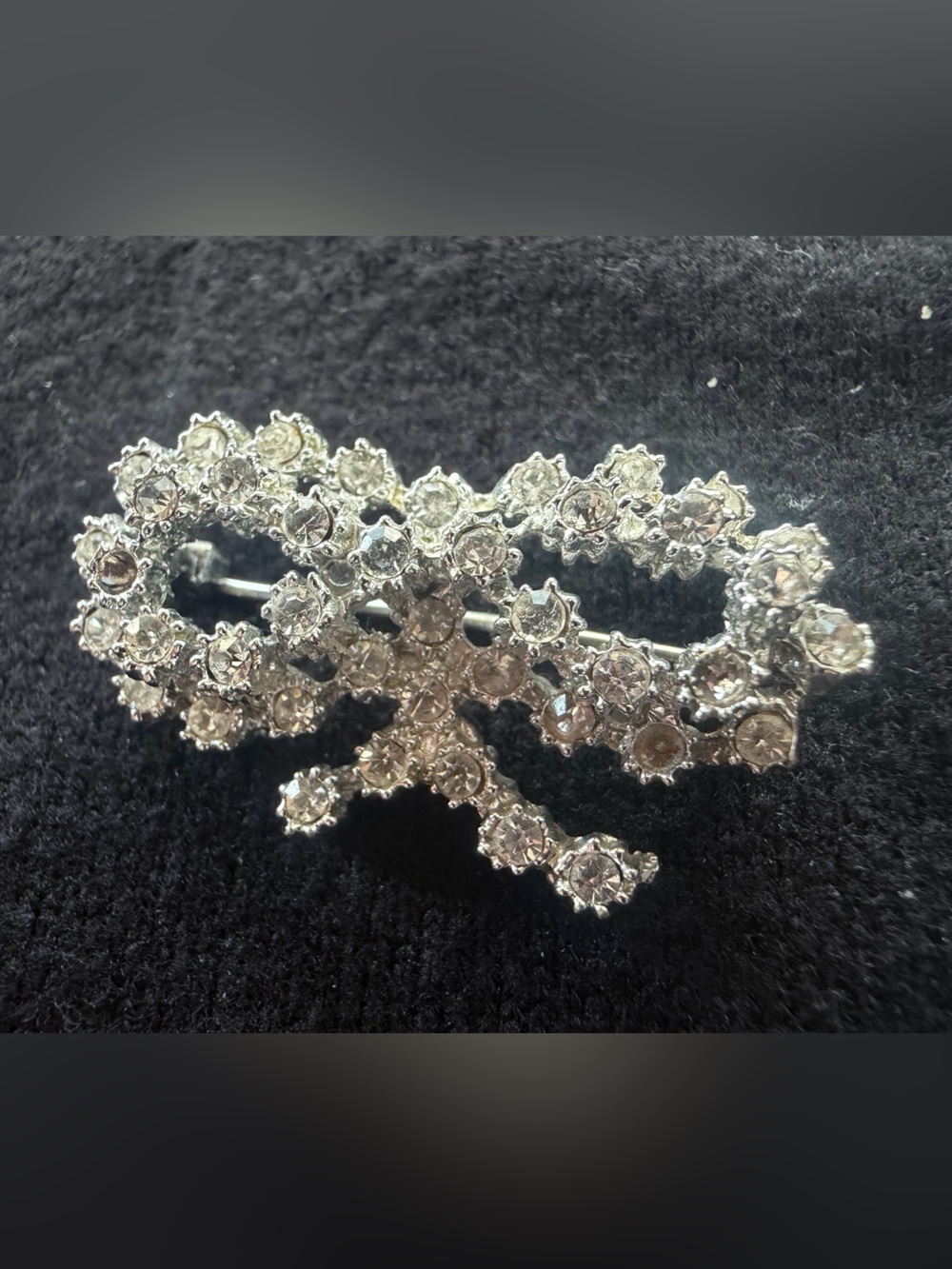 Rhinestone Bow Brooch - Sparkling Clear Crystal
